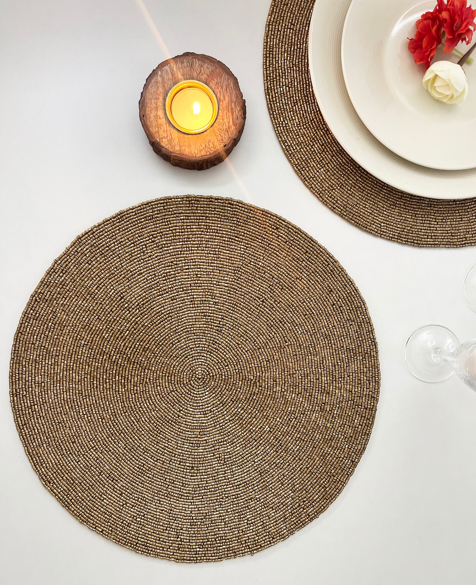 Handmade Bead Placemat Living Room Table Decoration Dining Etsy