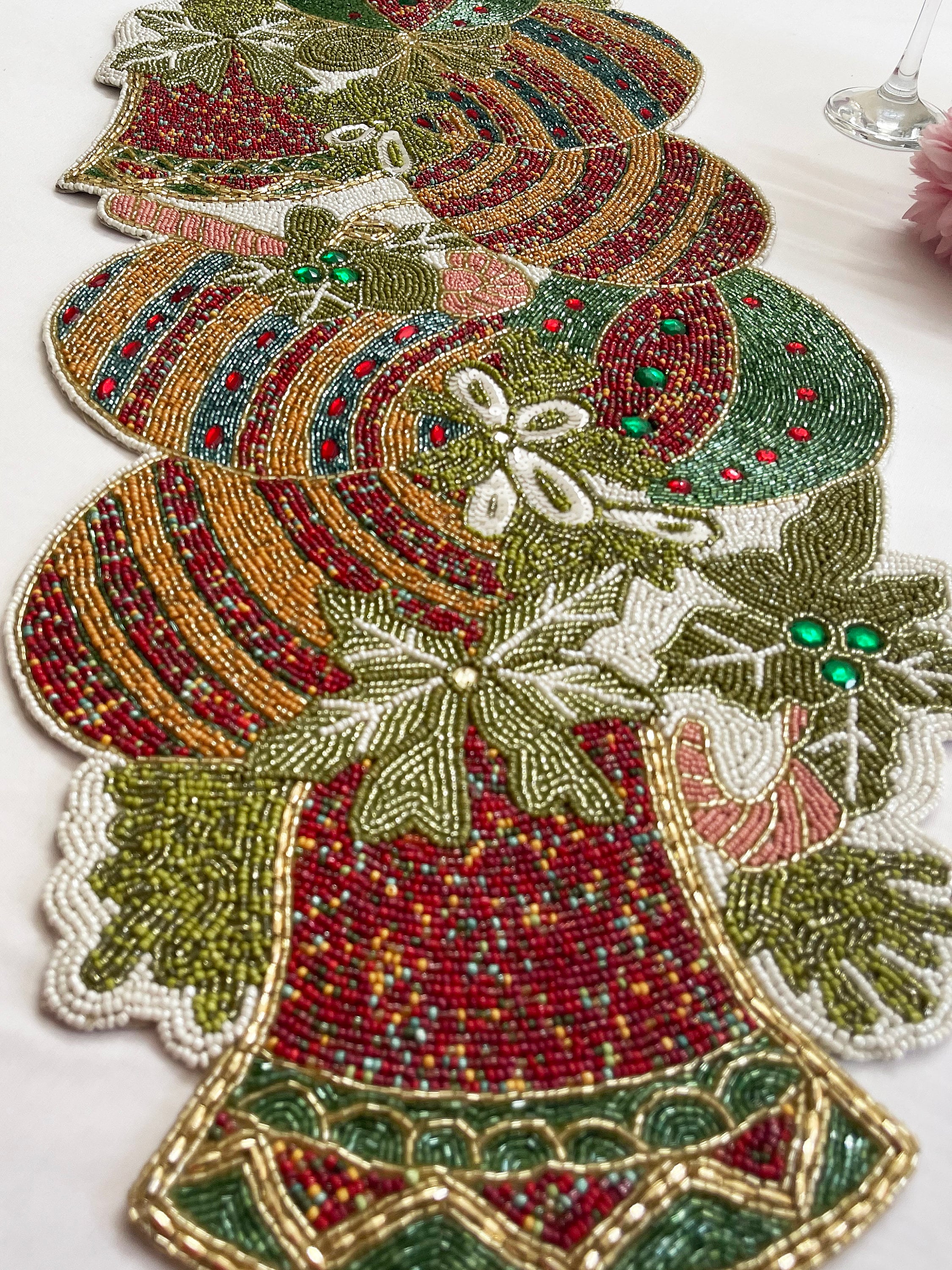 Handmade Table Runner Beaded Runner Christmas Runner Etsy