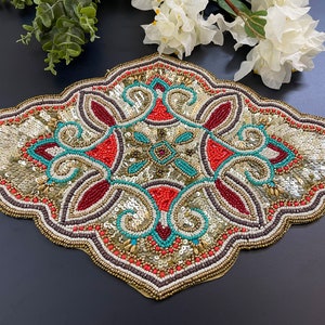 Handmade Table Runner, Luxury Beaded Runner, Centerpiece Multicolor ...