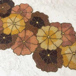 Handmade table runner, floral beaded table runner, 13x36inch