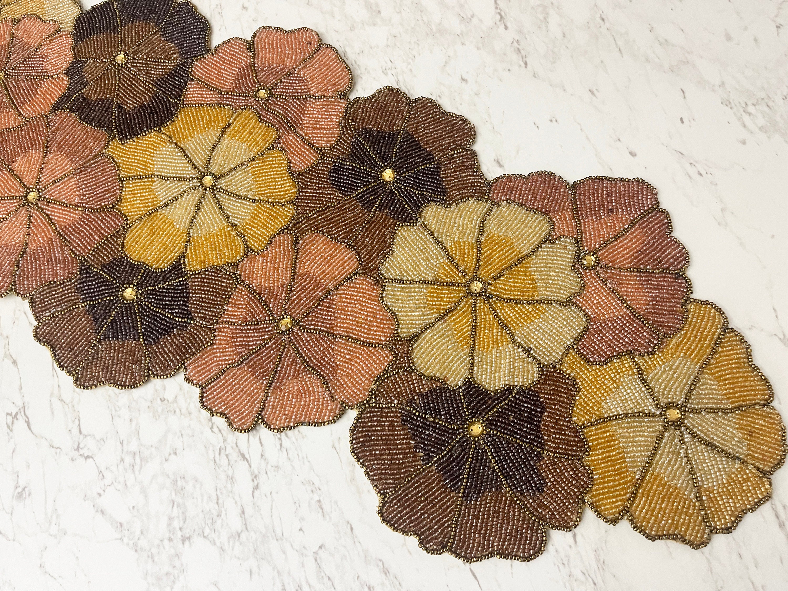 Handmade Floral Beaded Table Runner: 13x36 Inch - Etsy