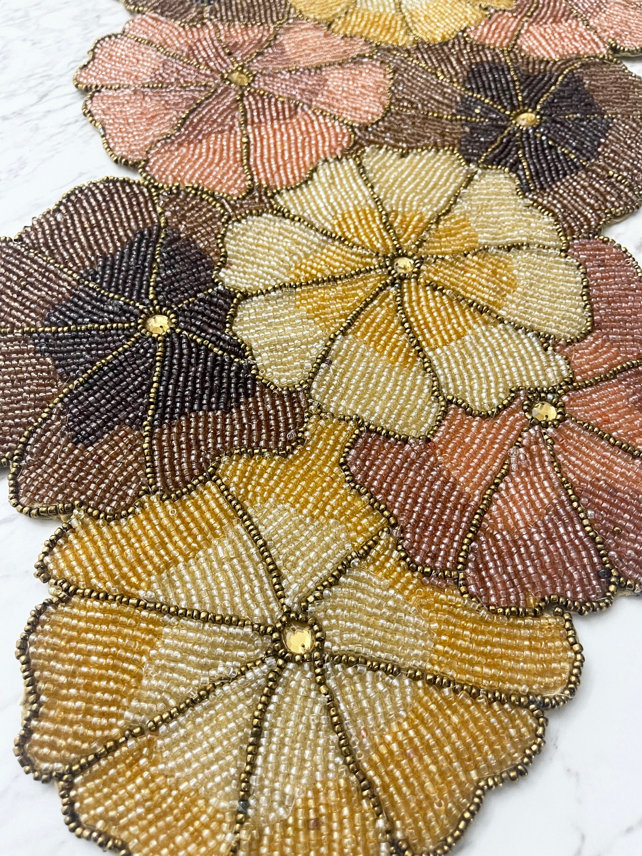 Handmade Floral Beaded Table Runner: 13x36 Inch - Etsy