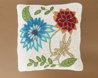 Handmade Beaded Embellished Cushion Cover, Pillow Cover