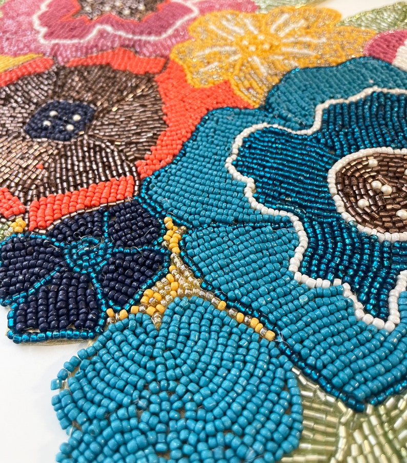Handmade Beaded Placemat Tablemat 12x15 Inch Floral Charger Etsy