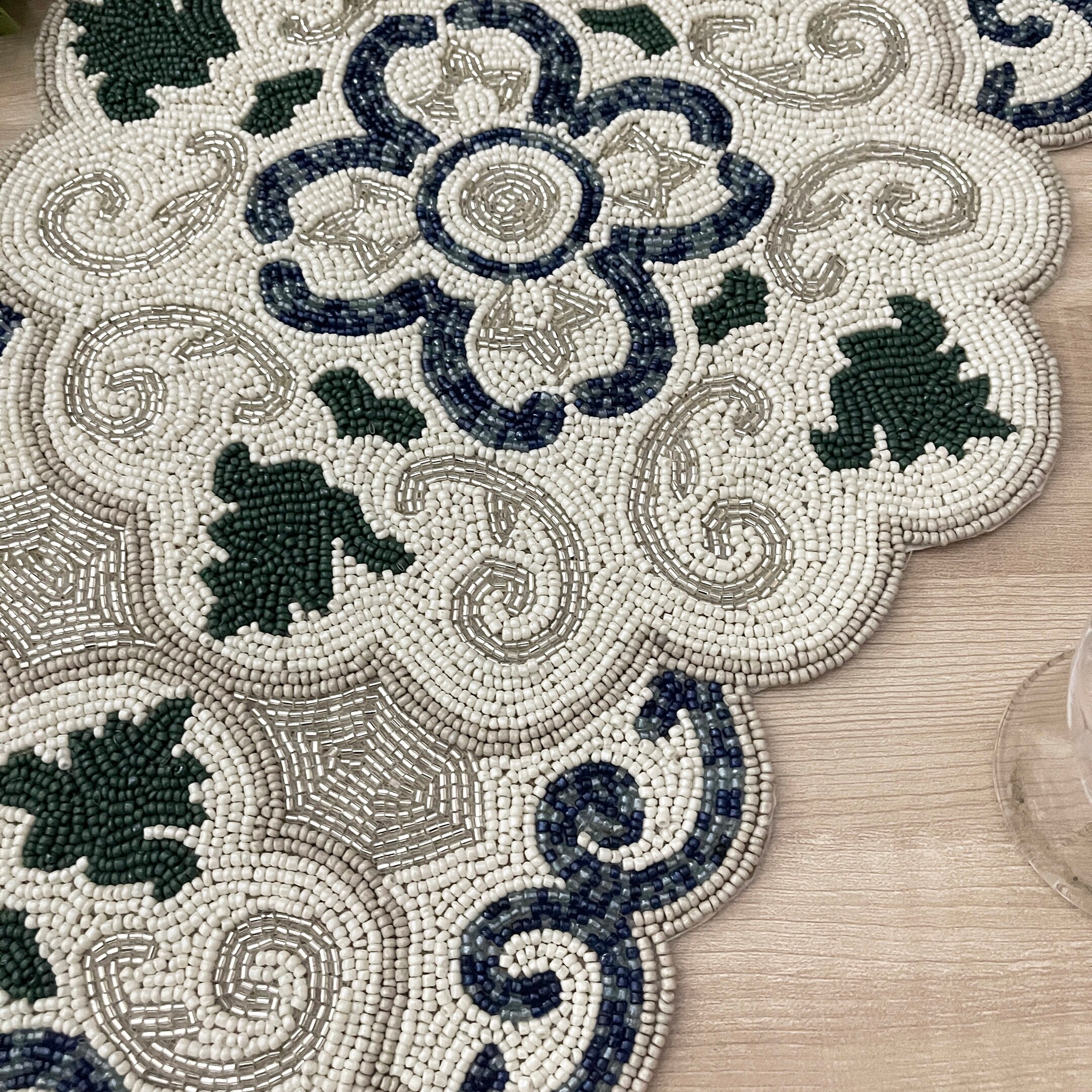Handmade Beaded Table Runner: Floral Design, 13x36 Inch - Etsy