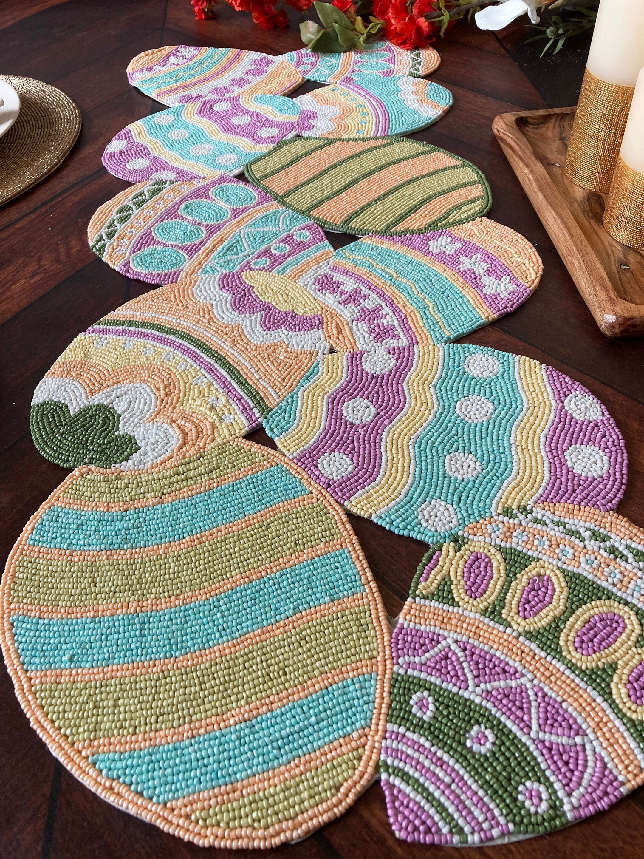 Easter table runner handmade beaded runner 14x36 Etsy