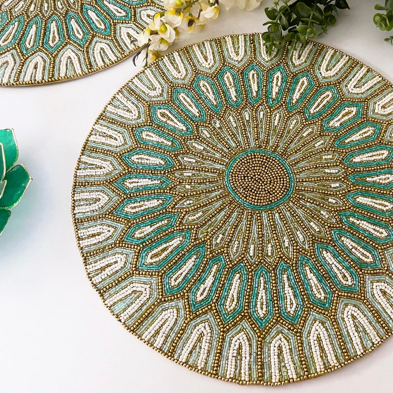 Luxury Handmade Bead Placemat Table Decoration Beaded Etsy