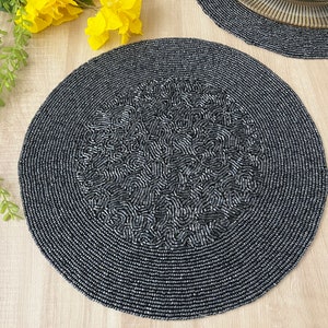 Handmade beaded placemat, tablemat, 14 inch, charger plate