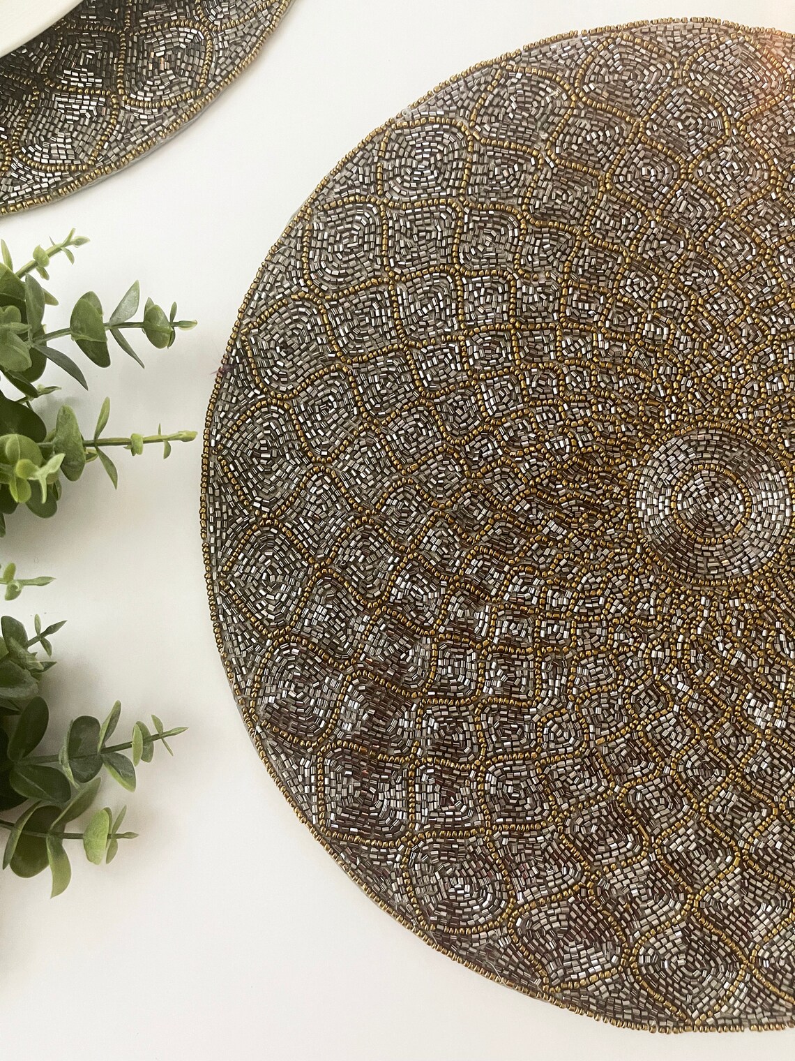 Luxury Handmade beaded placemat small bead tablemat 14 inch Etsy