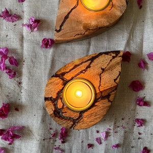 Handmade wooden tea light holders unique favors gifts drop shape tealight holders gifts image 3