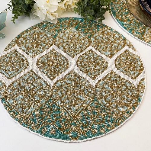 Luxury Handmade Bead Placemat Table Decoration Beaded Etsy