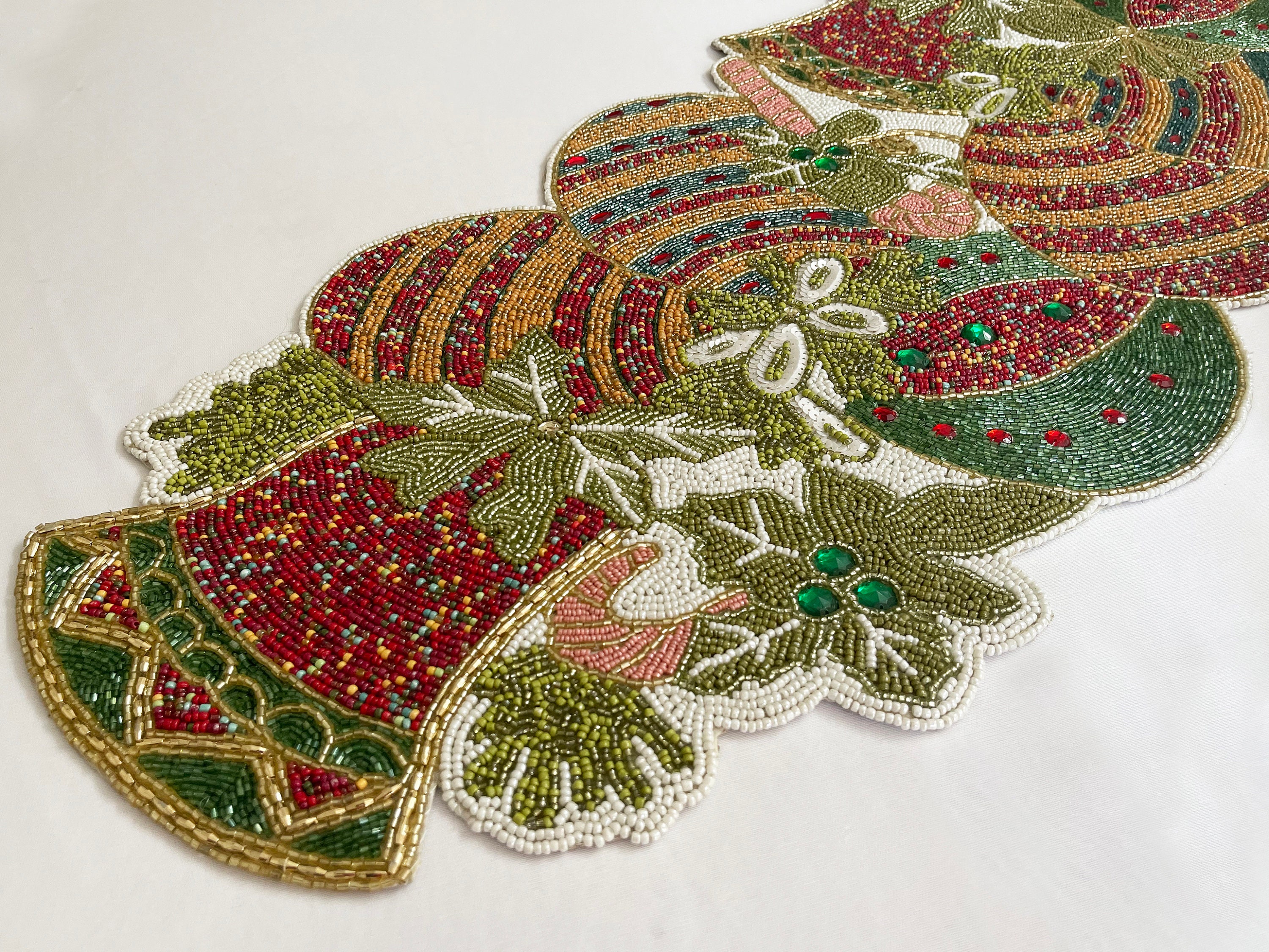 Handmade Table Runner Beaded Runner Christmas Runner Etsy