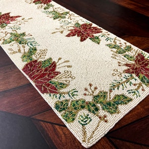 Christmas Special beaded runner and placemat, gift for her