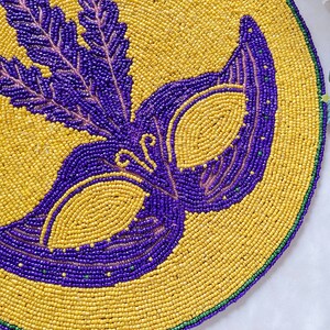 Set of 2/6, Mardi Gras Handmade Placemat, Beaded Round Table Placemat ...