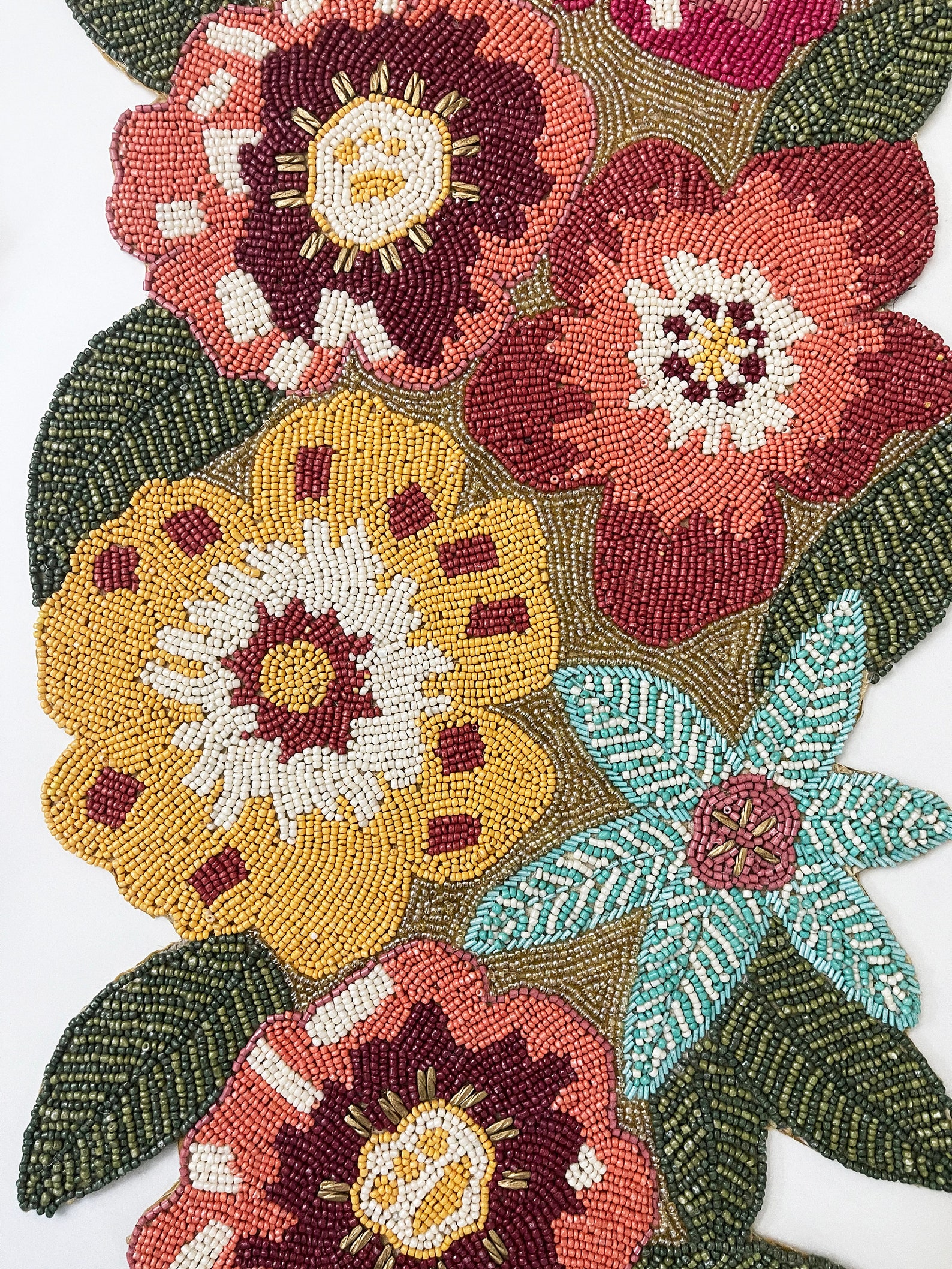 Handmade table runner beaded runner floral spring runner2 Etsy