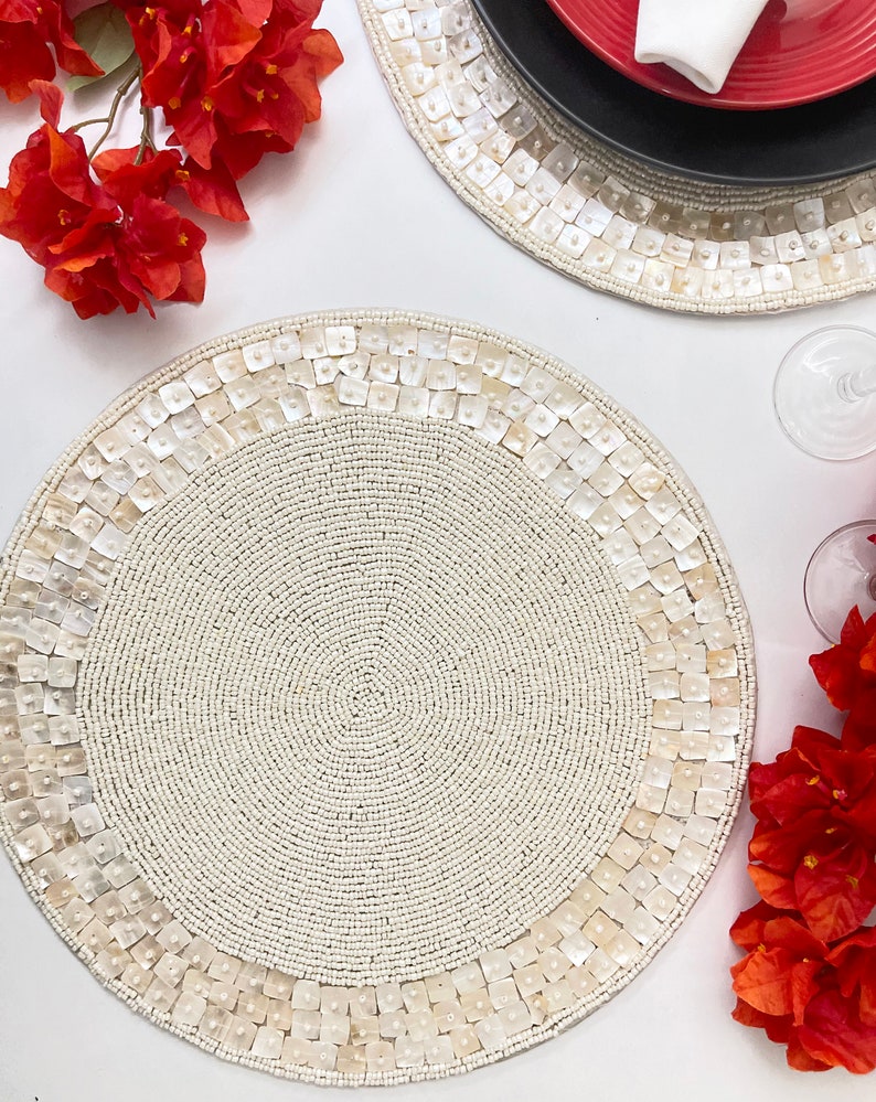 Handmade Beaded Placemats Living Room Table Decoration Etsy