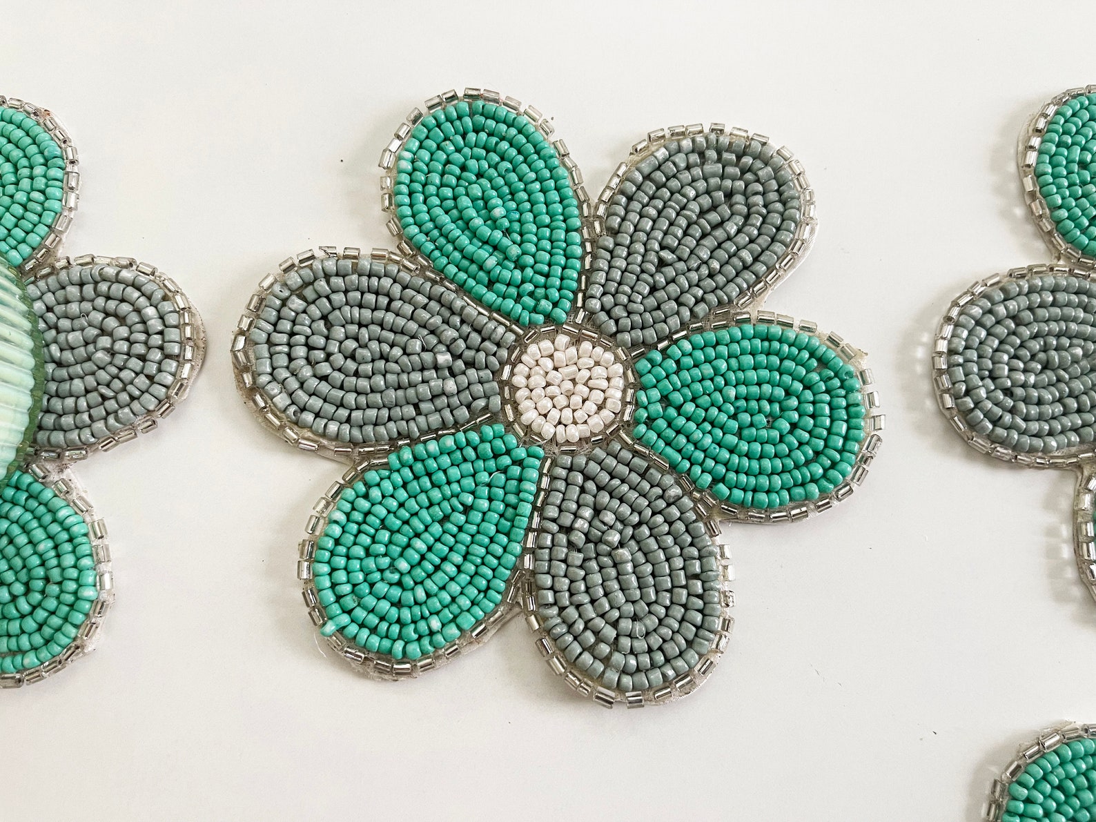 Set of 6 coasters drink coasters floral beaded coasters Etsy