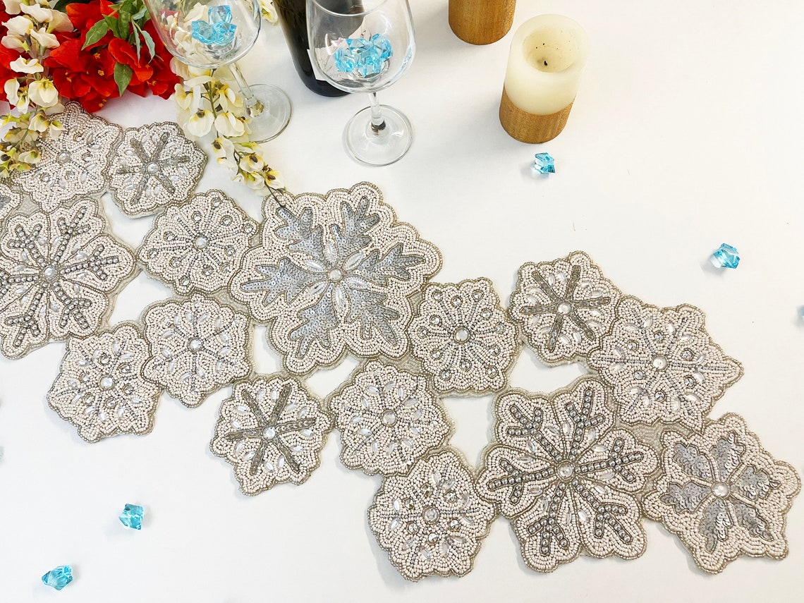 Handmade bead table runner christmas beaded runner Etsy