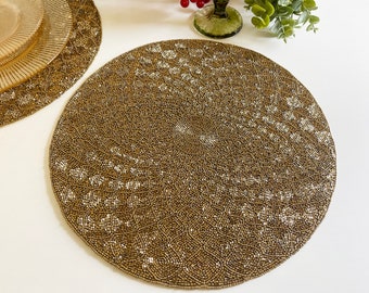 Set of 4 Luxury Hand-Beaded Woven 14.8