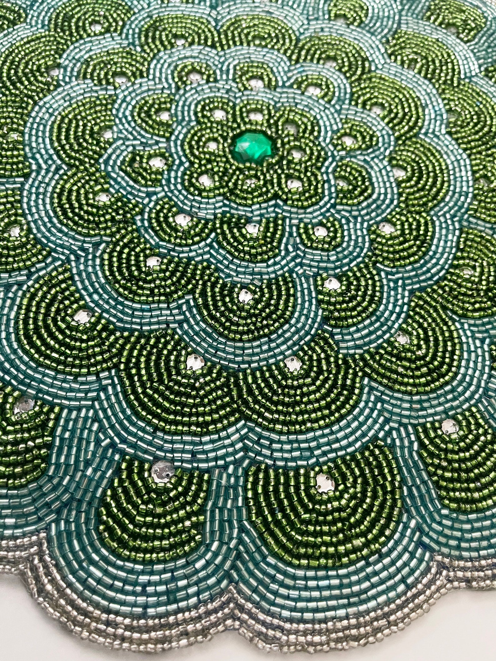 Handmade peacock design beaded placemat beaded tablemat 14 Etsy