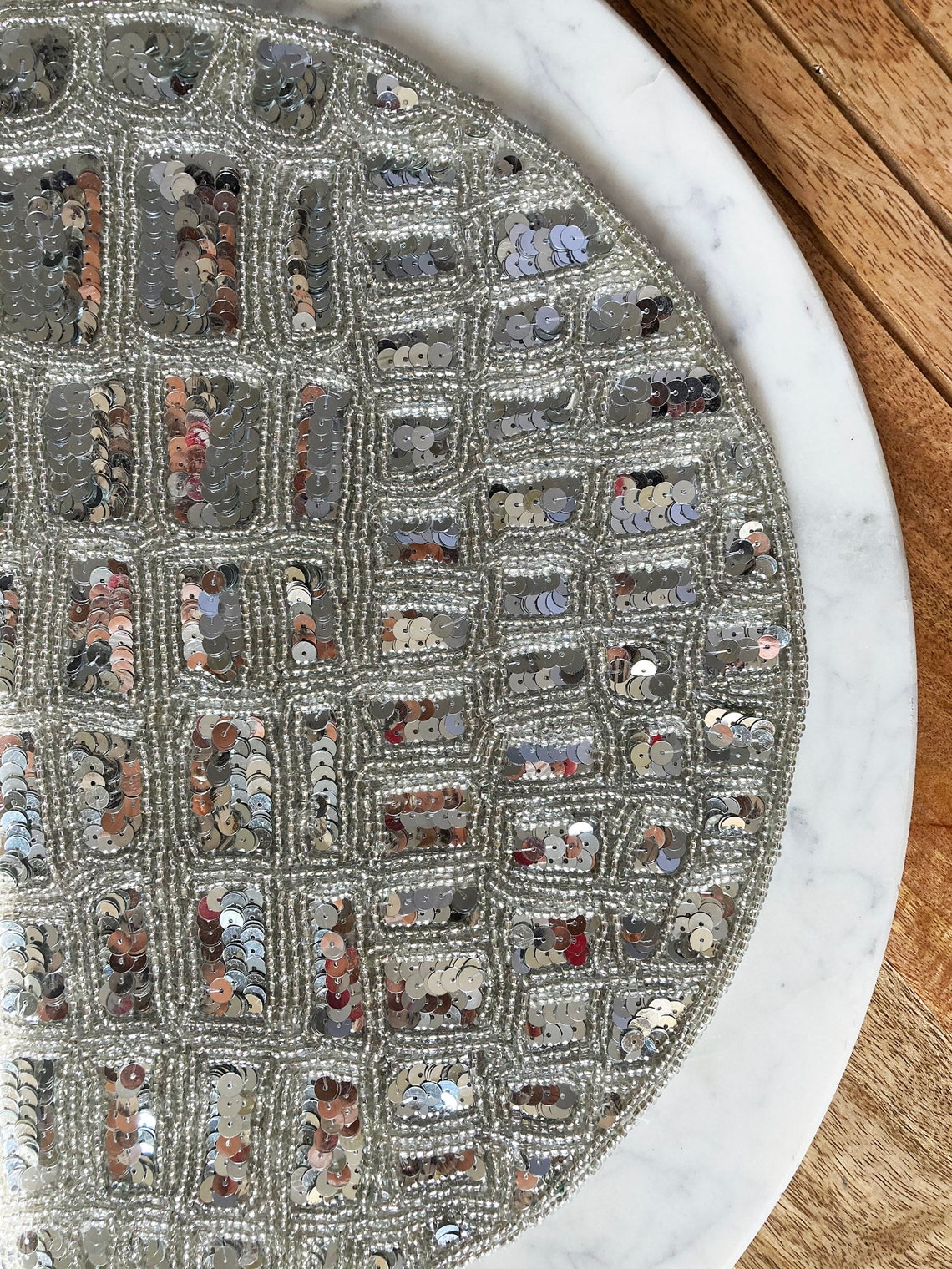 Handmade beaded sequin placemat table mats 14 inch dining Etsy