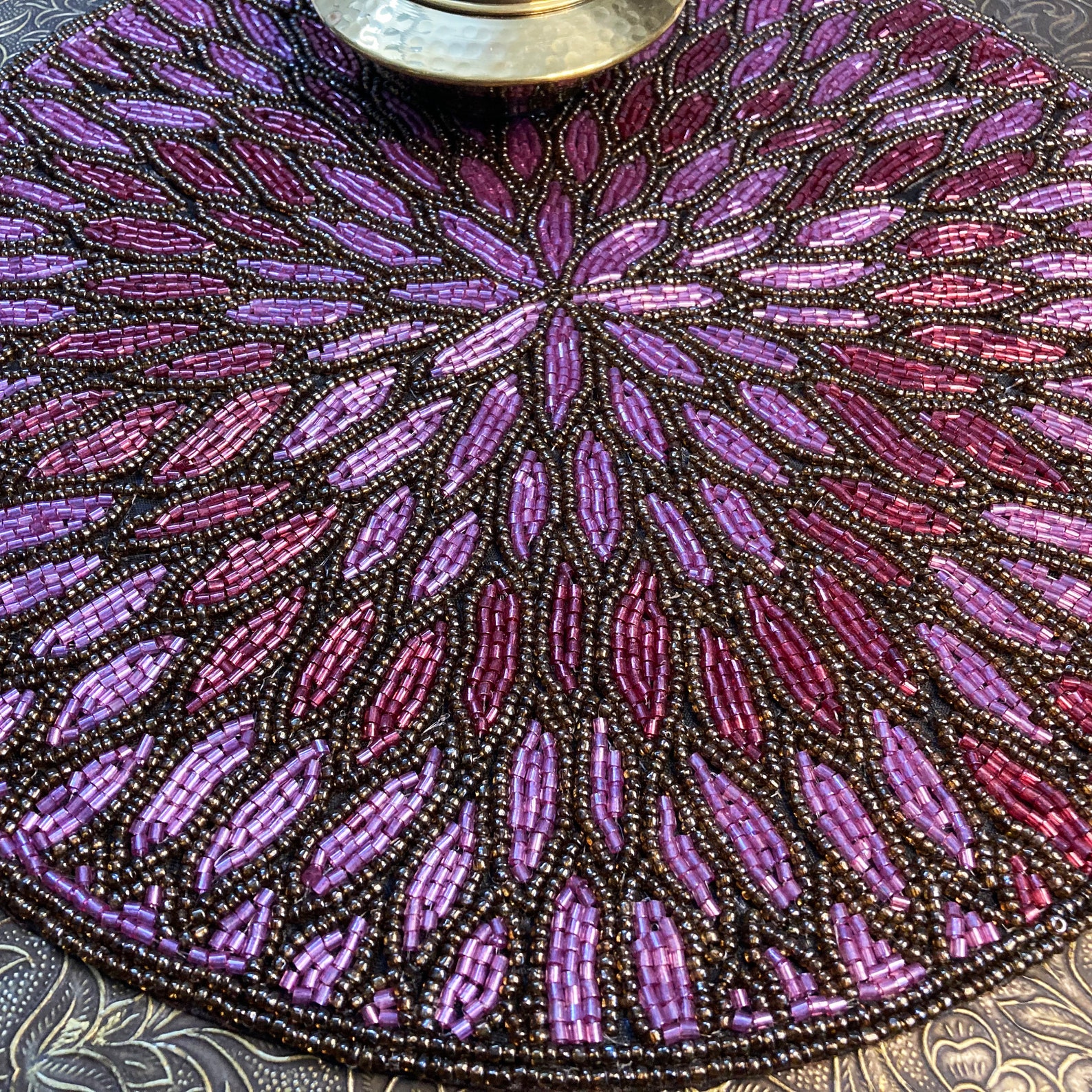 Handmade Beaded Placemat Beaded Tablemat 14 Inch Bead Etsy