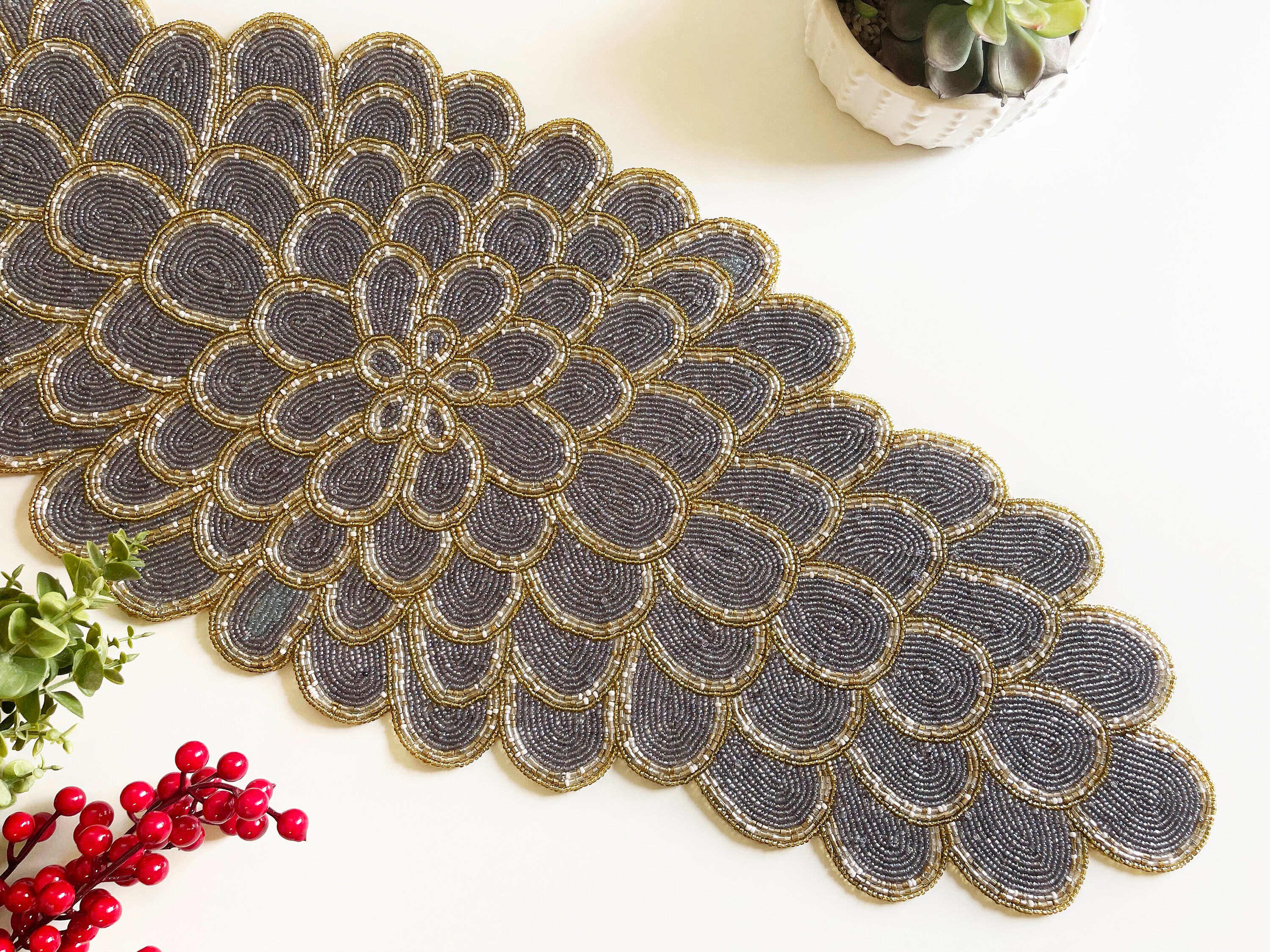 Beaded cheap table runner