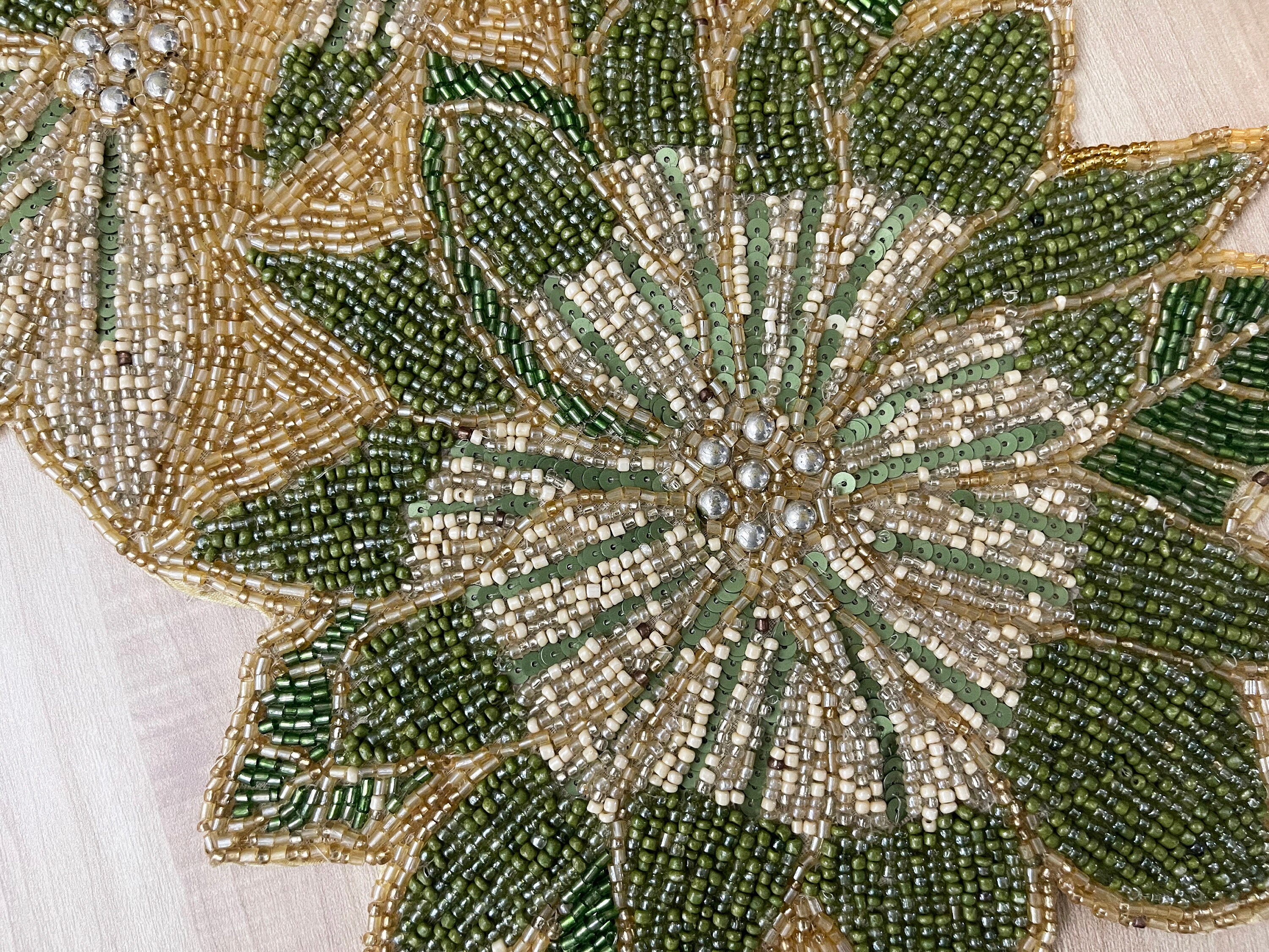 Handmade Christmas Table Runner: Beaded Poinsettia Floral, 13x36 Inch ...