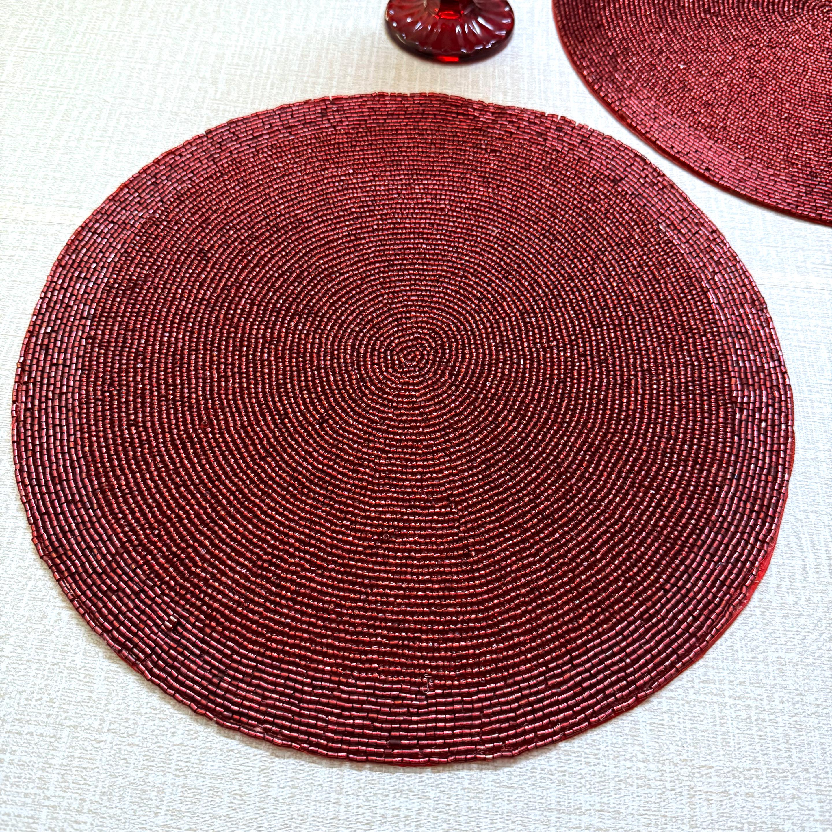 Set Di 6 Tovagliette Panama In Cotone 100% - 45x45 Cm - Colore Rosso - Per La Tavola Di Tutti I Giorni