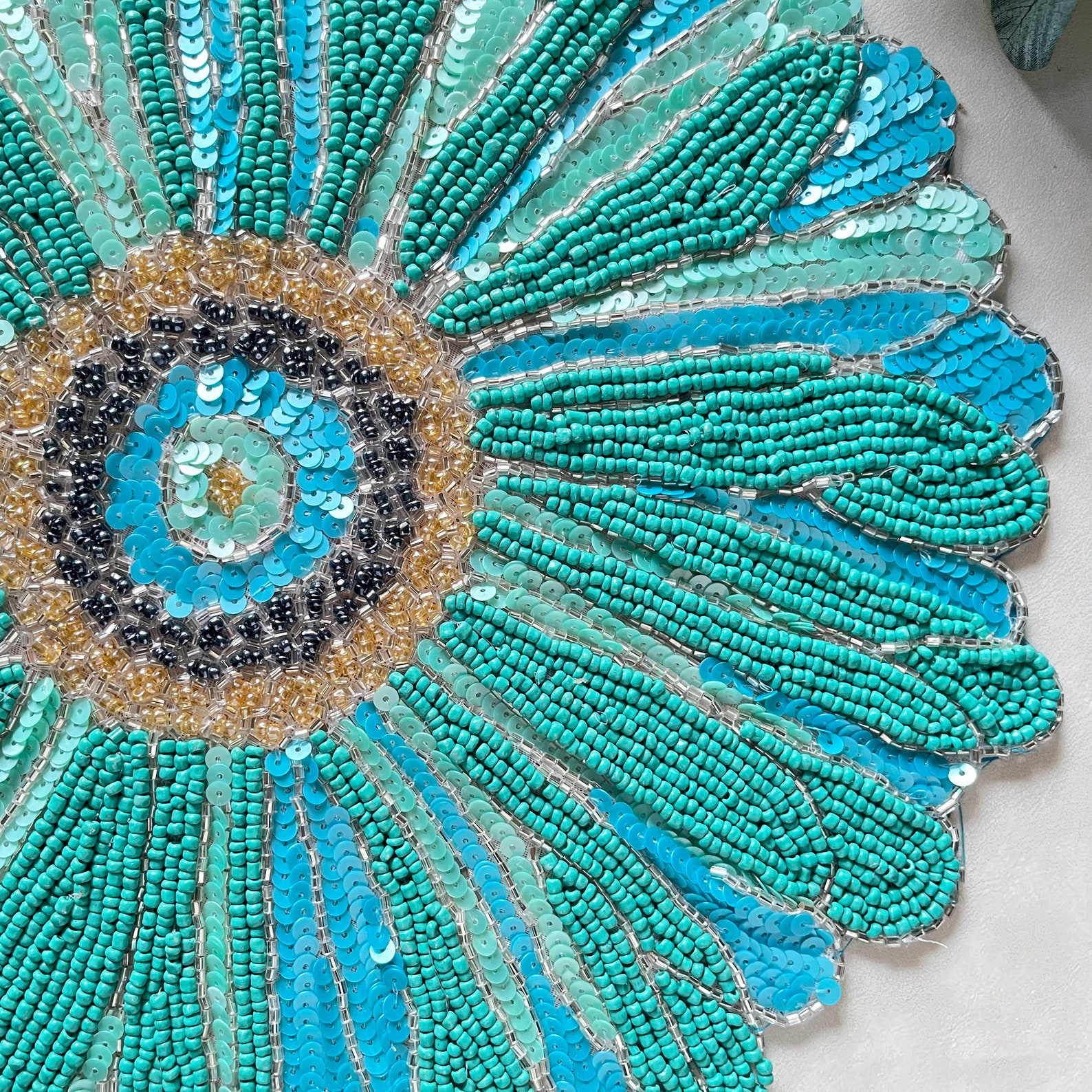 Handmade Beaded Placemat Floral Tablemat 14 Inch Charger Etsy