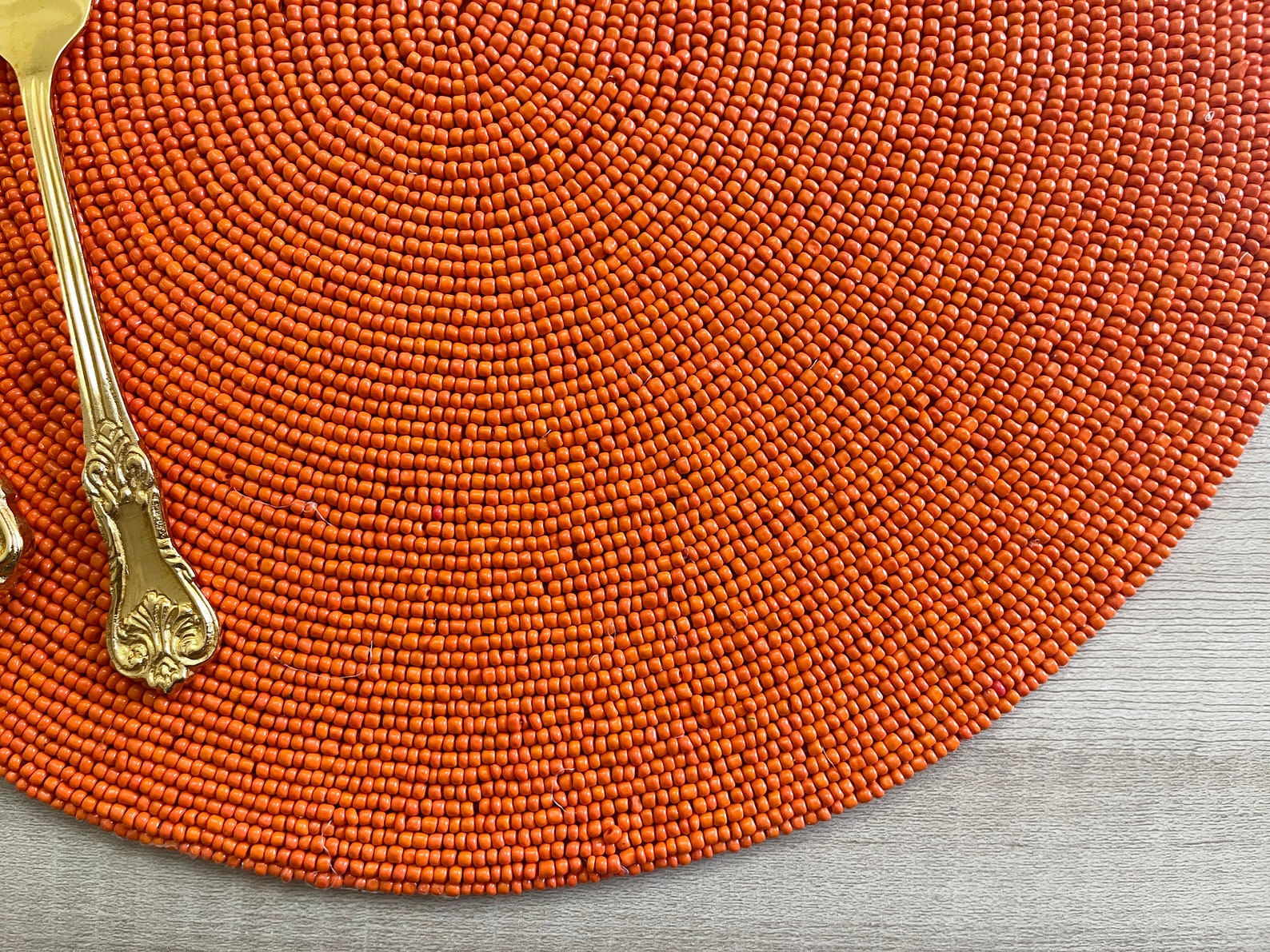 Set of 6 Handmade Beaded Placemat Beaded Table Mat Orange Etsy
