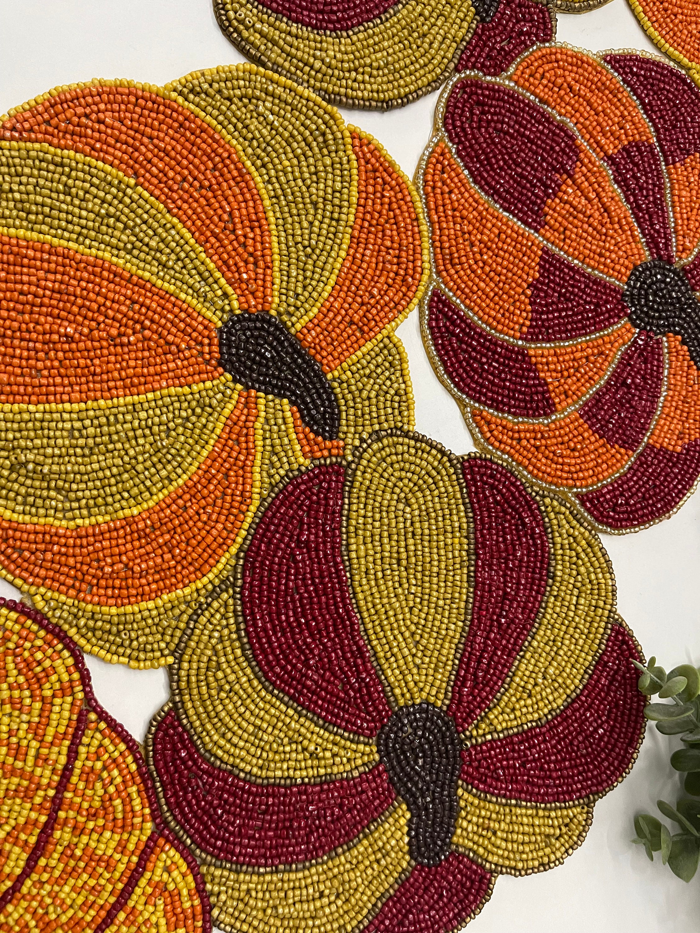 Handmade Bead Table Runner, Multicolour Pumpkin Fall Runner - Etsy