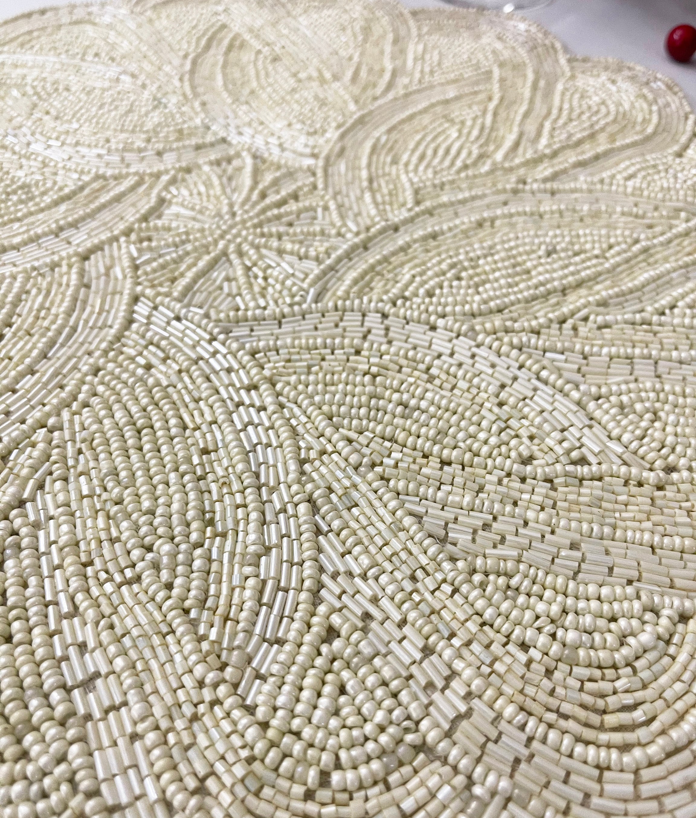 Handmade Beaded Placemat Beaded Tablemat 14 Inch off White Etsy