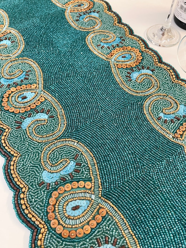 Handmade Bead Table Runner Beaded Runner 13x36inch Etsy