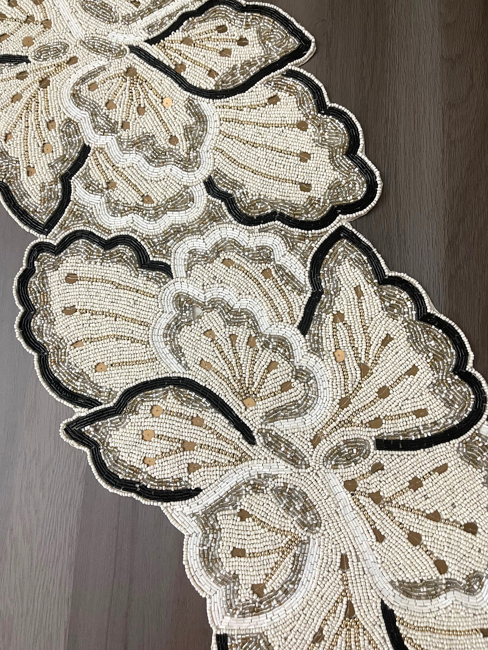 Handmade Beaded Table Runner: Cream & Gold, 13x48 Inch - Etsy