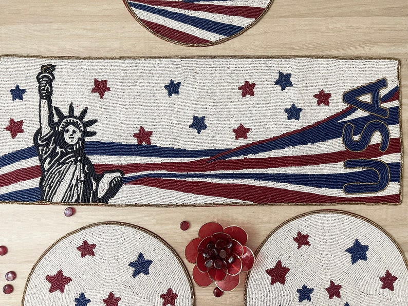 4th July Independence Day Beaded Table Runner/placemats Etsy