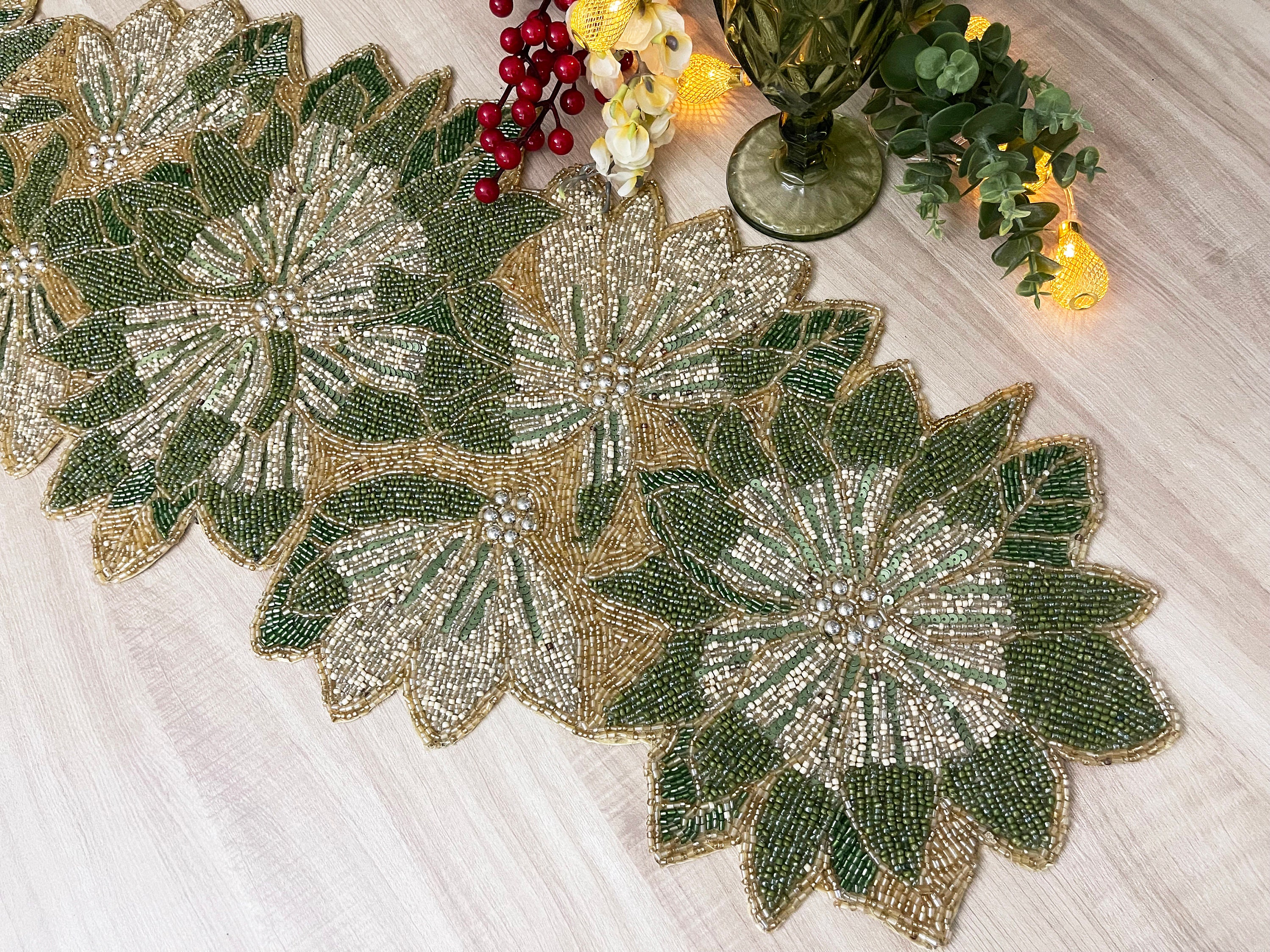 Floral Beaded Table Runner Floral Beaded Table Runner