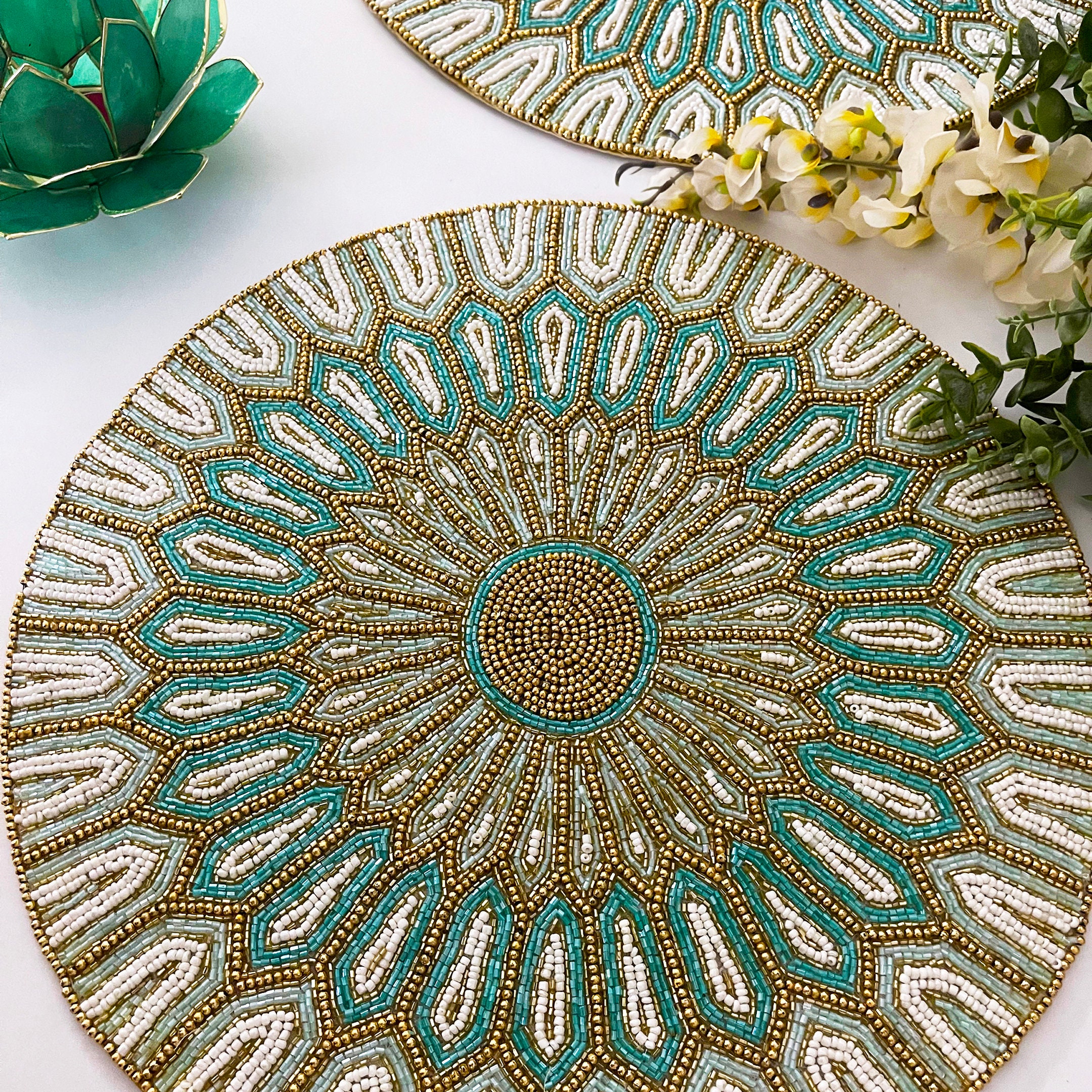 Luxury Handmade Bead Placemat Table Decoration Beaded Etsy