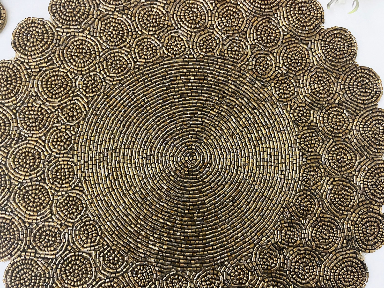 Handmade bead placemat charger plate dining table mat gold Etsy