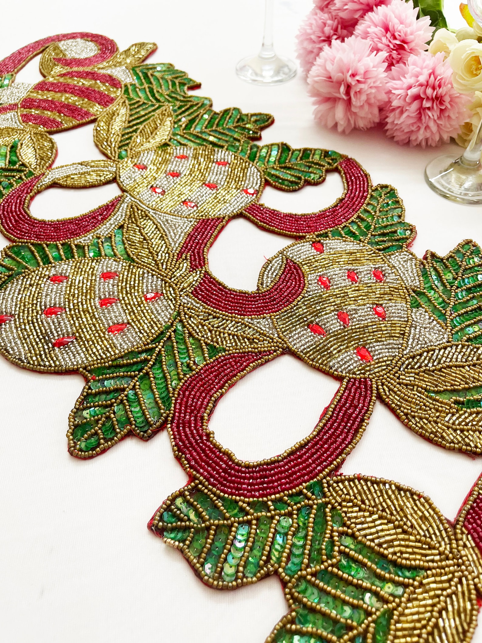 Handmade table runner Christmas beaded runner centerpiece Etsy