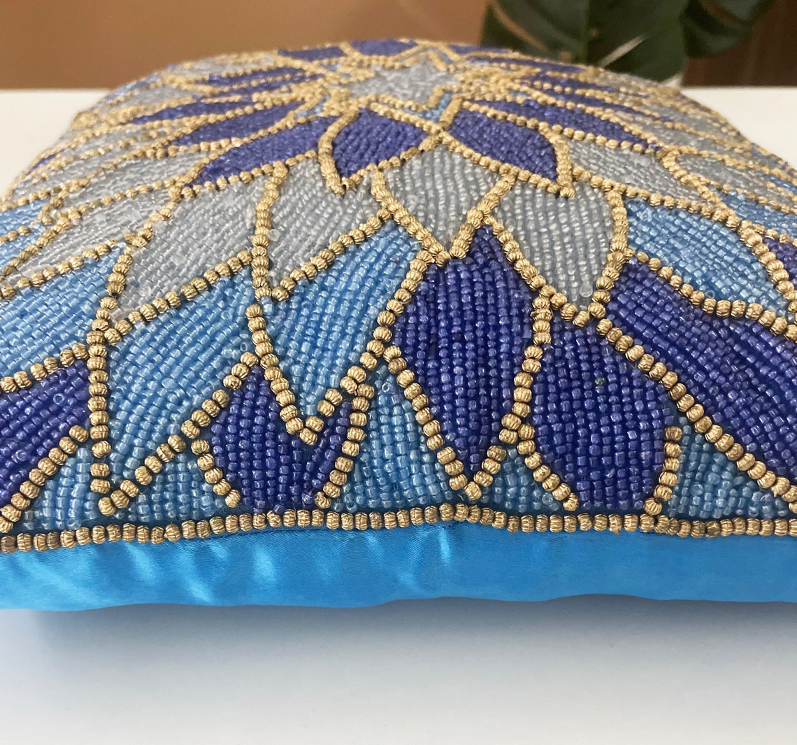 Handmade beaded embellished cushion cover pillow cover Etsy