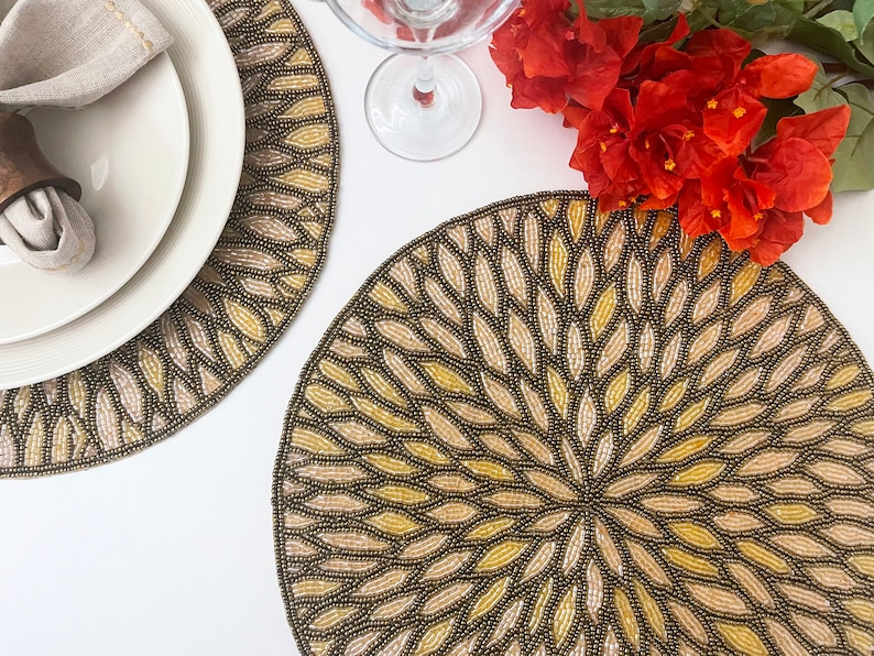 Beaded Handmade Placemat Tablemats Charger Placemats Etsy