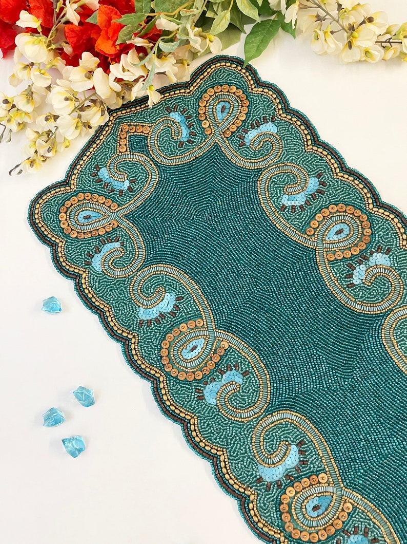 Handmade Bead Table Runner Beaded Runner 13x36inch Etsy