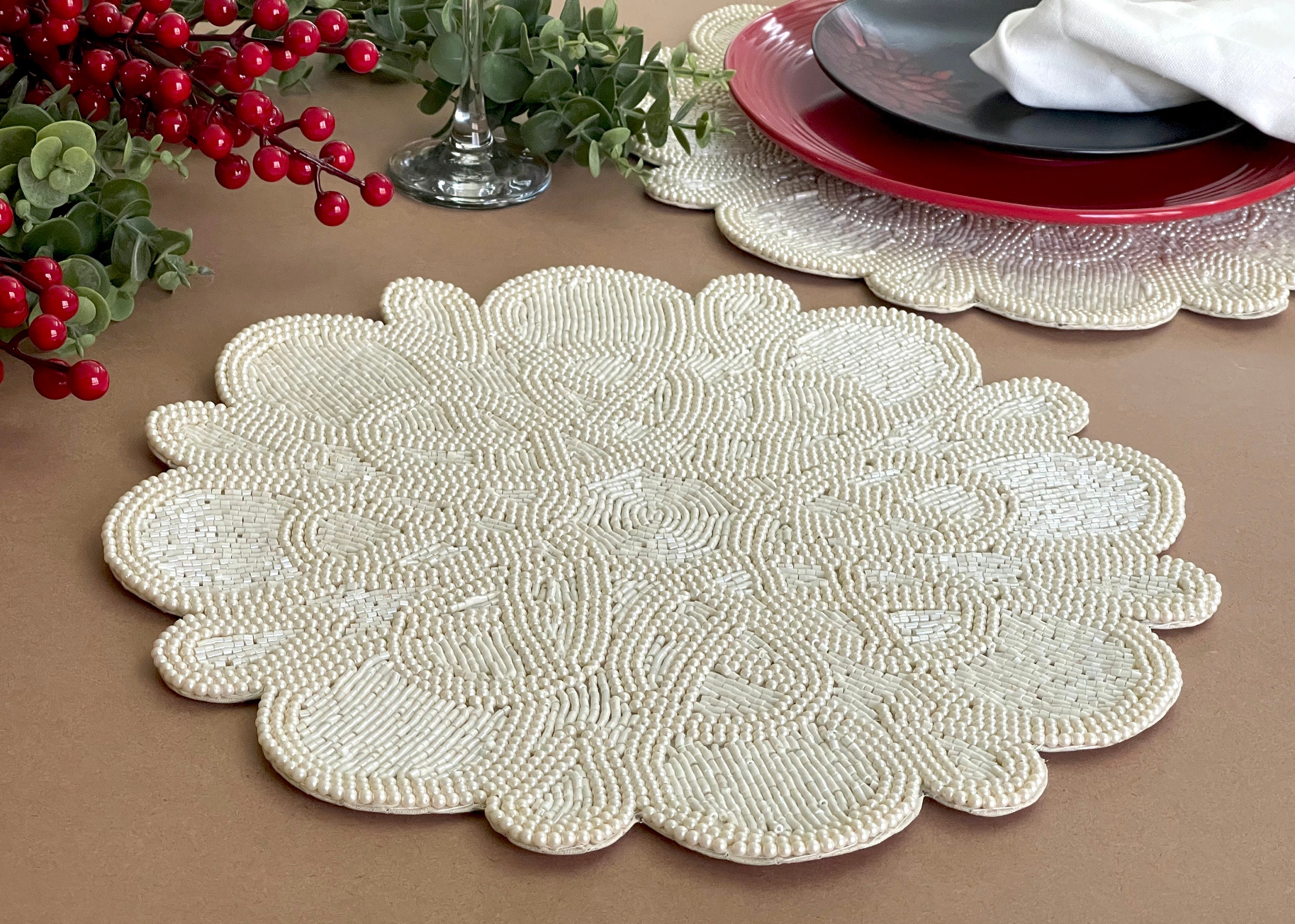 Handmade placemat living room table decoration beaded Etsy