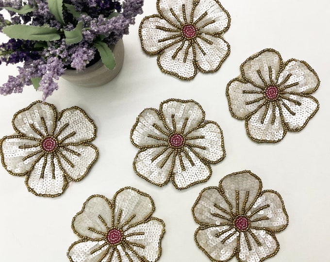 Set of 6, Handmade beaded flower coasters, drink coasters, gift for her, housewarming gift