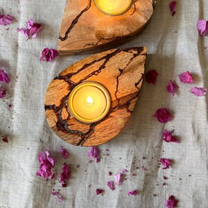 Handmade wooden tea light holders unique favors gifts drop shape tealight holders gifts image 5