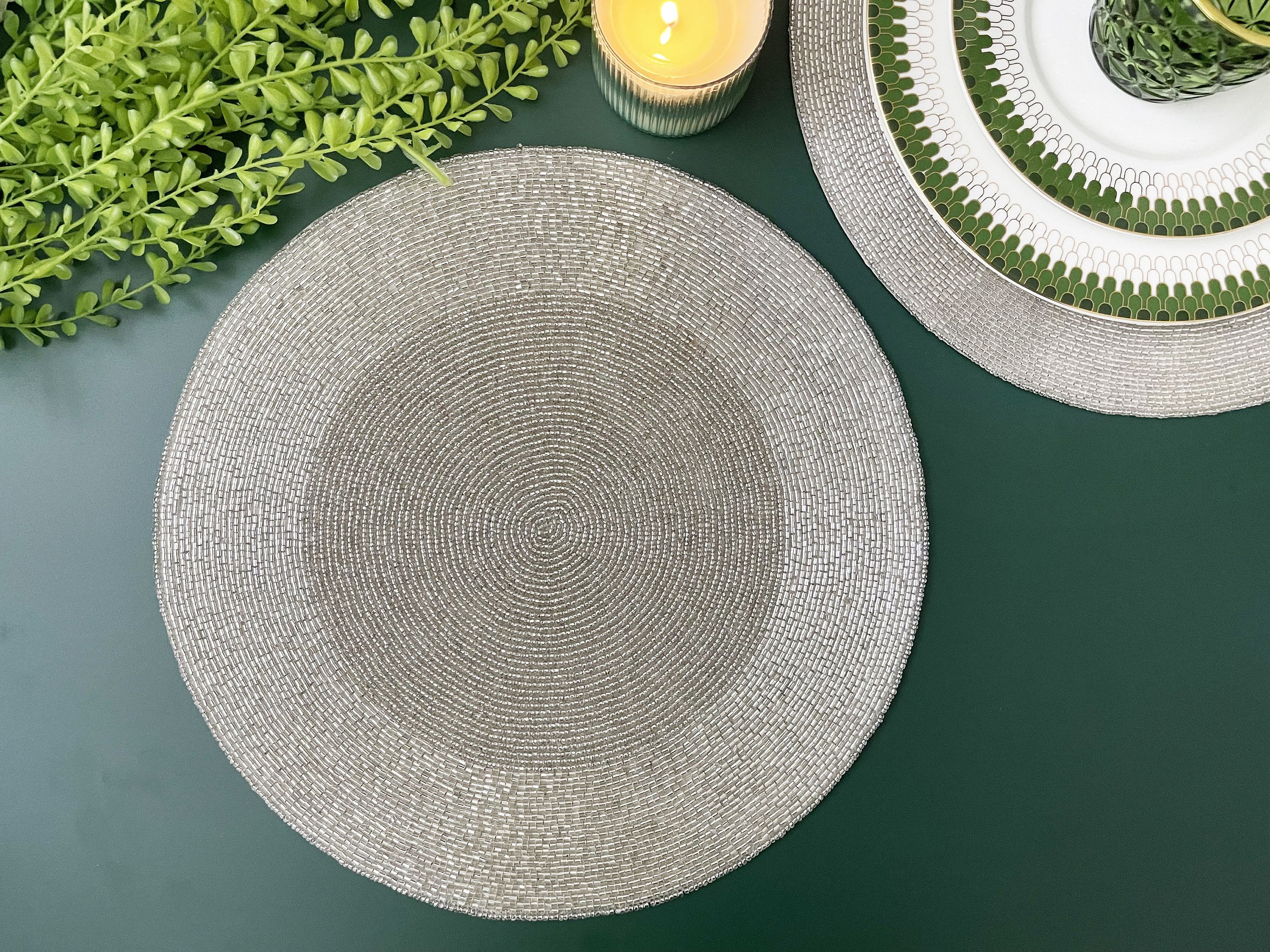Silver beaded table mats outlet