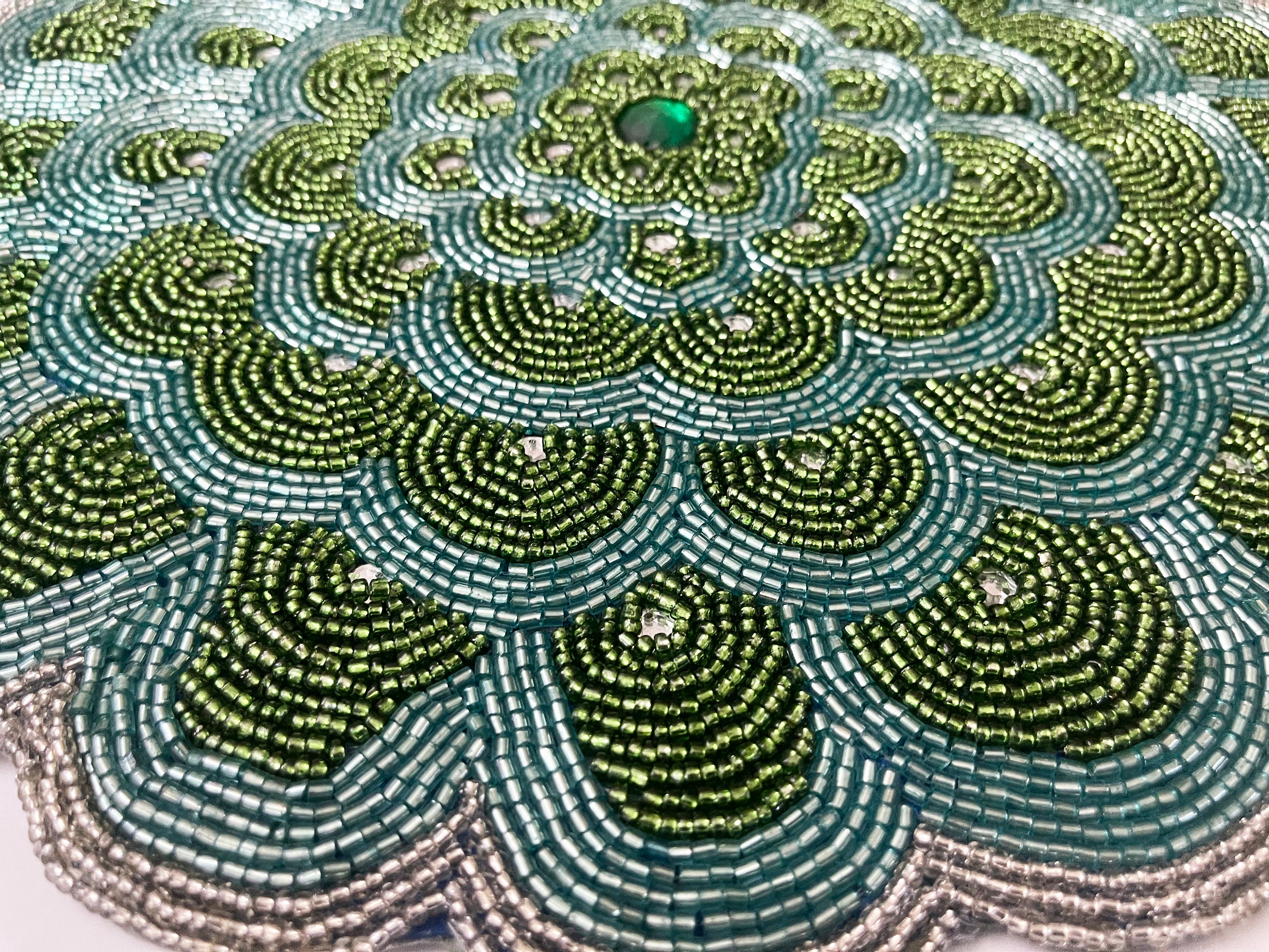 Handmade peacock design beaded placemat beaded tablemat 14 Etsy