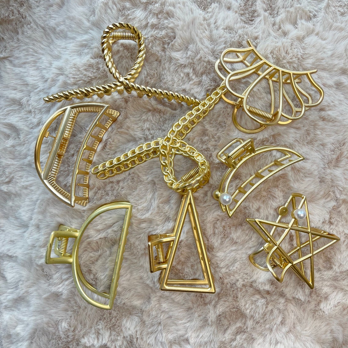 Gold Metal Hair Clip Hair Claw Diamond Pearl Assorted Etsy