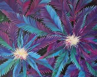 Oryginalny obraz kwiatowy, kolorowa akrylowa sztuka kwiatowa na płótnie, sztuka ścienna z motywem botanicznym, 40 × 50 cm
